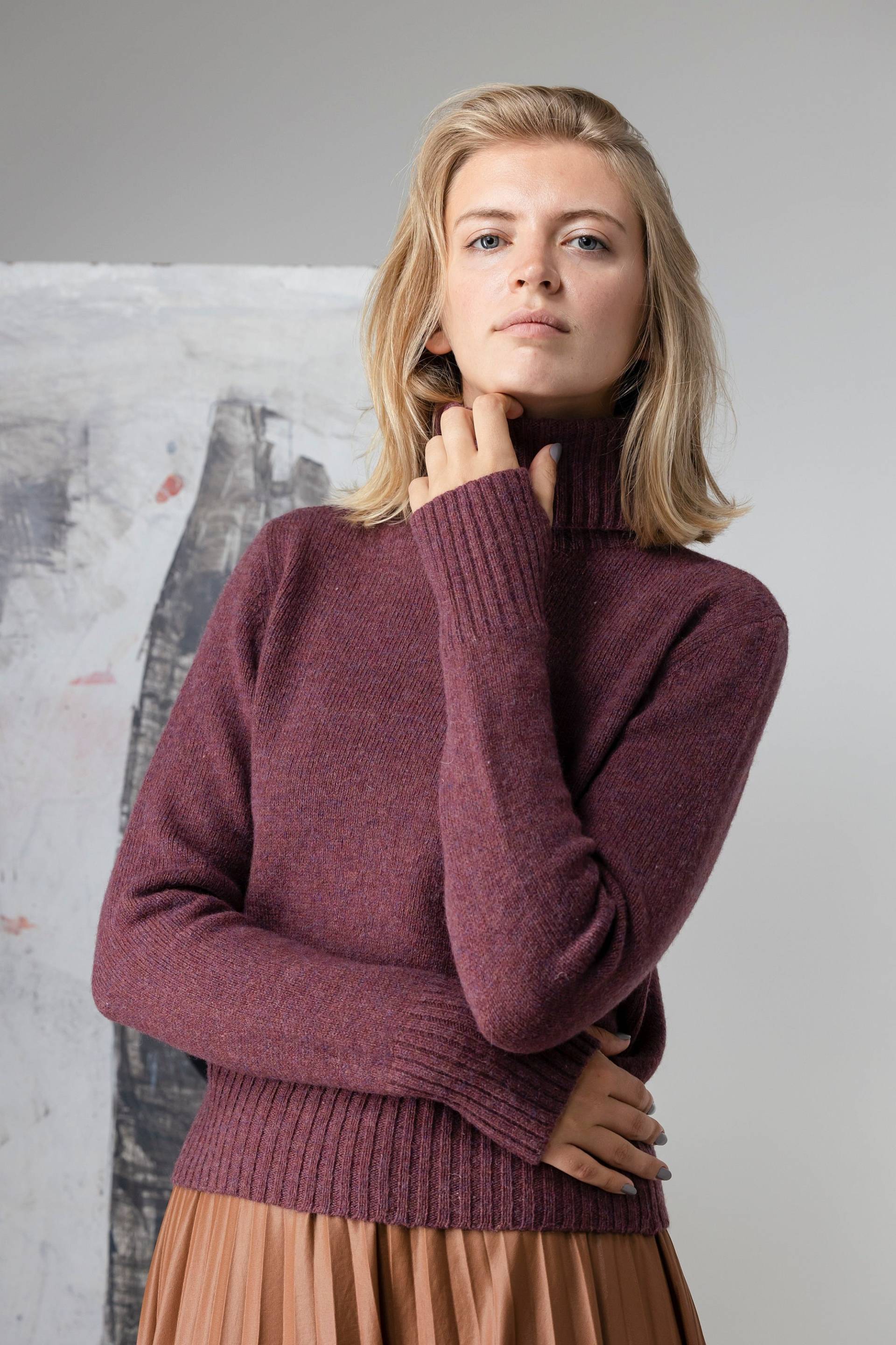 Wolle Rollkragenpullover, Hoher Gestrickter Wollpullover, Dicker Und Warmer Pullover in Rot, Damen Strick, Mulesing-Freie Wolle von PappusStore