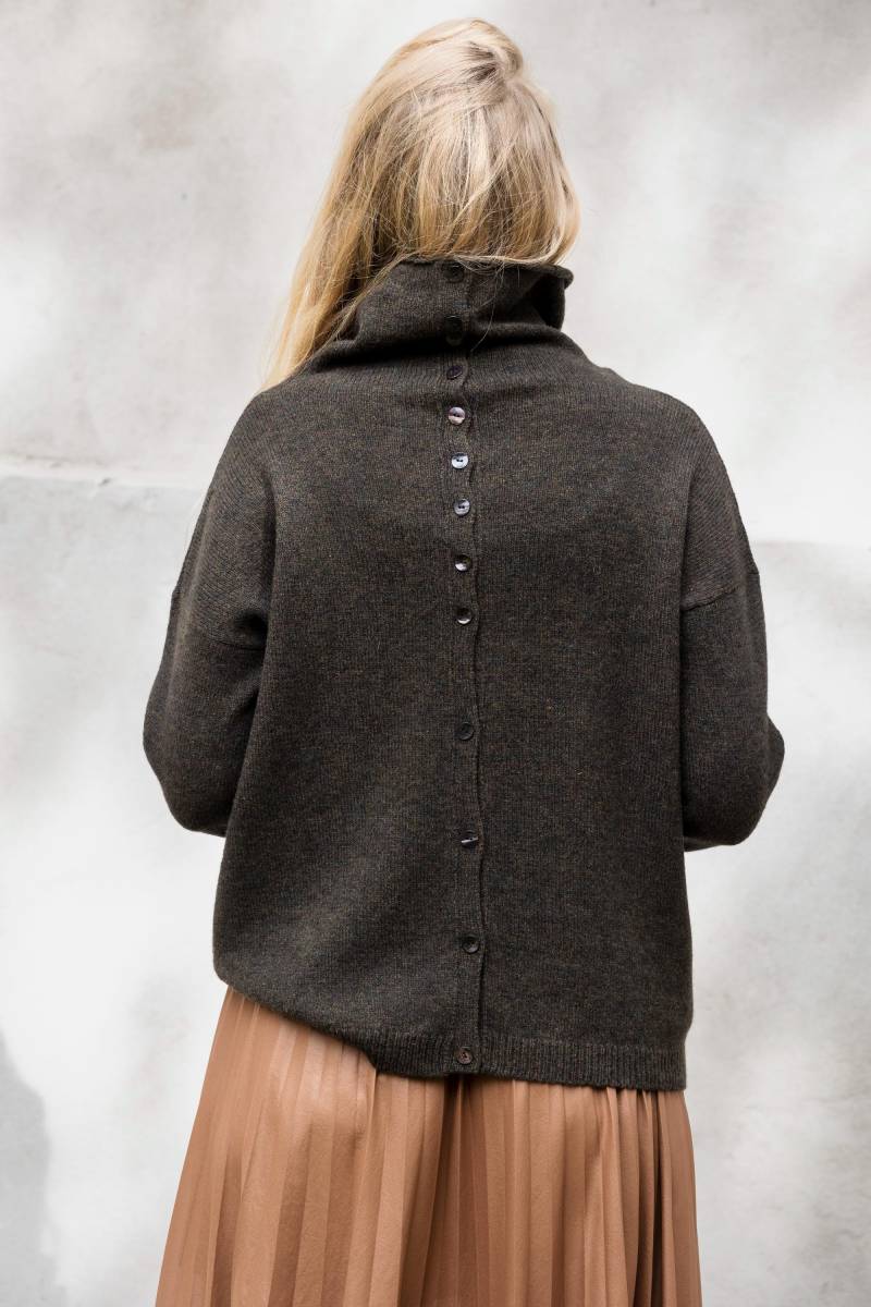 Wollpullover, Rollkragenpullover, Pullover Mit Knopfleiste, Gestrickter Wollpullover, Naturbrauner Pullover, Bio Winterpullover, Wollpullover von PappusStore