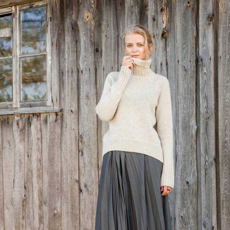 Wool Rollkragen Sweater, Entspannte Passform Wollpullover, Gestrickter Dicker Und Warmer Pullover, Damen Strickmode, Natürliche Leichte Farbe von PappusStore