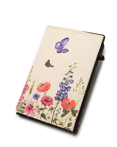 Paprcuts RFID Alu Kartenetui - Dünner Kartenhalter aus kratzfestem Aluminium und HiTech Material Tyvek Bis zu 12 Karten & Geldscheine mit RFID Schutz Unisex | Blumenwiese - Little Bee Fresh Koop von Paprcuts