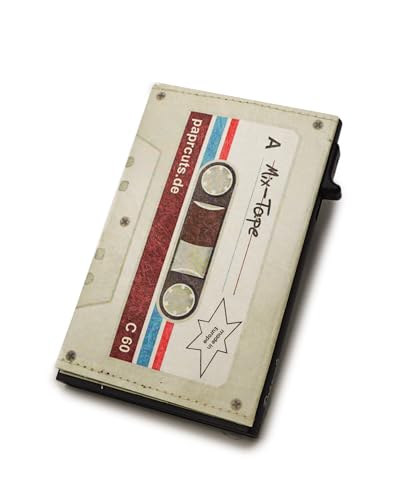 Paprcuts RFID Alu Kartenetui - Dünner Kartenhalter aus kratzfestem Aluminium und reißfestem HiTech Material Tyvek Bis zu 12 Karten & Geldscheine mit RFID Schutz Ultraleicht Unisex | Mixtape von Paprcuts
