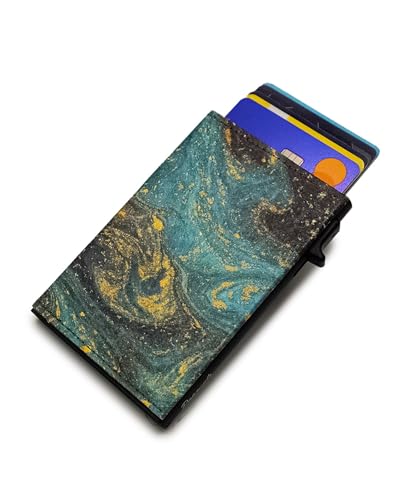 Paprcuts RFID Alu Kartenetui - Dünner Kartenhalter aus kratzfestem Aluminium und reißfestem HiTech Material Tyvek Bis zu 12 Karten & Geldscheine mit RFID Schutz Ultraleicht Unisex | Saphire Marble von Paprcuts