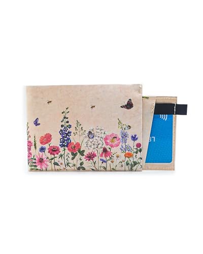 Paprcuts RFID Pro Portemonnaie | Kartenetui mit RFID Schutz für 12 Karten, Scheine & Münzen | Vegan | Wasserabweisend & Reißfest | Blumenwiese | Little Bee Fresh Koop von Paprcuts