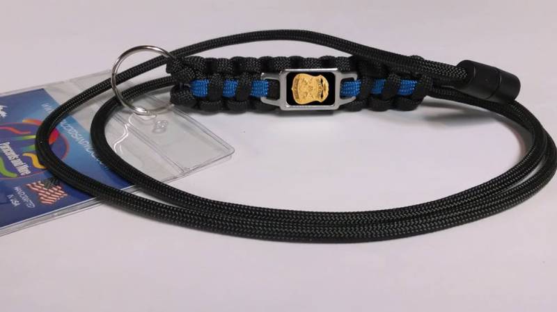 Dünne Blaue Linie Flint Pd Stadt Polizei Abzeichen Herausforderung Münze Patch Schild Paracord Survival Lanyard von Paracordsandmore