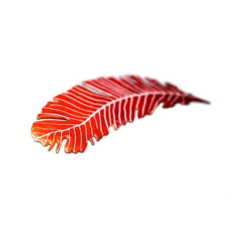 Rote Feder Brosche, Edelstahl, Emaille Pin, Schmuck, Modeschmuck, Handgemachte Brosche von ParadaJewelry