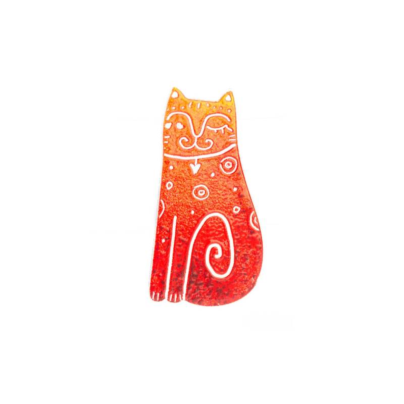 Rote Katze Brosche - Illustrierter Emaille Pin Edelstahl von ParadaJewelry