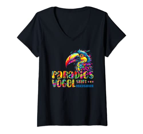 Damen Paradiesvögel statt Reichsadler, LGBTQ Anti Rassismus T-Shirt mit V-Ausschnitt von Paradiesvögel statt Reichsadler