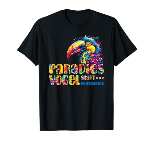 Paradiesvögel statt Reichsadler Damen LGBTQ Anti Rassismus T-Shirt, Schwarz, S, Klassisch, V-Ausschnitt mit Kurzarm von Paradiesvögel statt Reichsadler