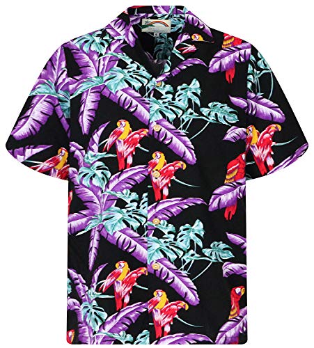 Tom Selleck Original Hawaiihemd, Kurzarm, Jungle Bird, Schwarz, 3XL von Paradise Found