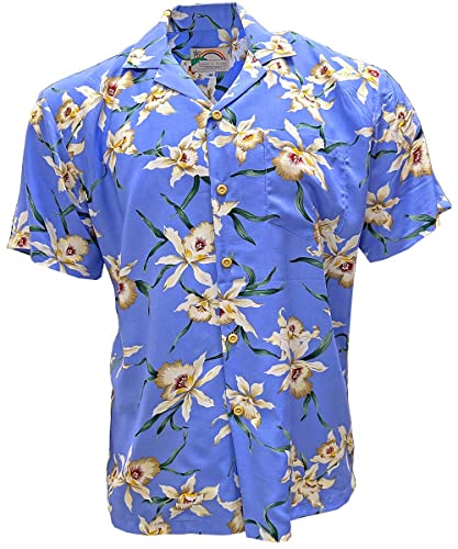 Paradise Found Hawaiihemd Herren - Star Orchid Navy | 100% Rayon, Button Down, Made in Hawaii, Sommer Aloha Strandkleidung, Stern-Orchidee Periwinkle, 3X Paradise Found Hawaiihemd Herren - Star Orchid Navy | 100% Rayon, Button Down, Made in Hawaii, Sommer Aloha Strandkleidung, Stern-Orchidee Periwinkle, 3X von Paradise Found