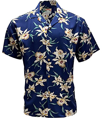 Paradise Found Herren Hawaiihemd, Star Orchid Navy, Klein von Paradise Found