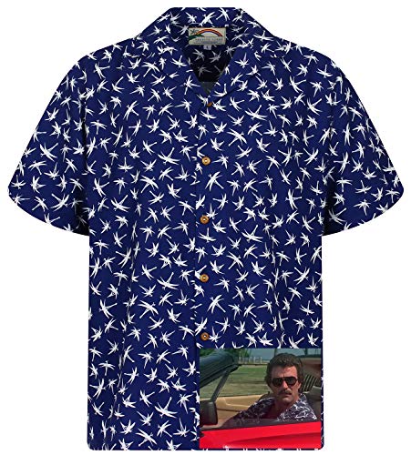 Tom Selleck Original Hawaiihemd, Kurzarm, Dragonfly, Blau, M von Paradise Found