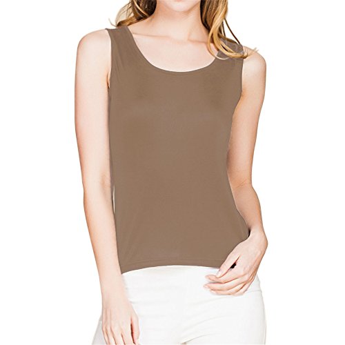 Paradise Silk Ärmelloses Damen-Tanktop aus 100 % Seidenstrick, camel, L von Paradise Silk
