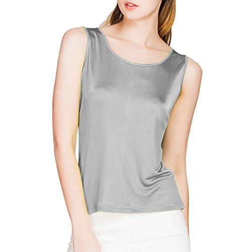 Paradise Silk Ärmelloses Tanktop für Damen aus 100% Seidenstrick, grau, M von Paradise Silk