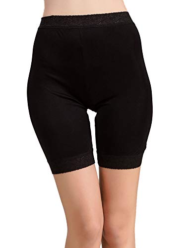 Paradise Silk Damen Seidenstrick Lange Bein Unterhose Legging Shorts Slips mit Spitzenbesatz, Schwarz , 42 von Paradise Silk