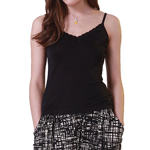 Paradise Silk Damen-Tanktop aus reiner Seide, V-Ausschnitt Gr. L, Schwarz von Paradise Silk