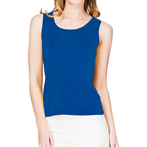 Paradise Silk Ärmelloses Damen-Tanktop aus 100 % Seidenstrick, ozeanblau, L von Paradise Silk