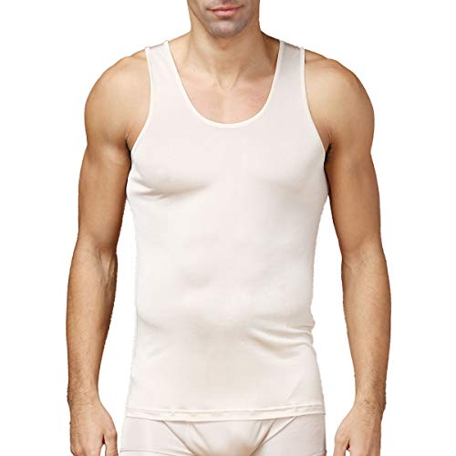 Paradise Silk Paradies Seide reiner Seide Stoff für Herren Solid US S M L, SKTT9501-USL-Bei, Beige, SKTT9501-USL-Bei L von Paradise Silk