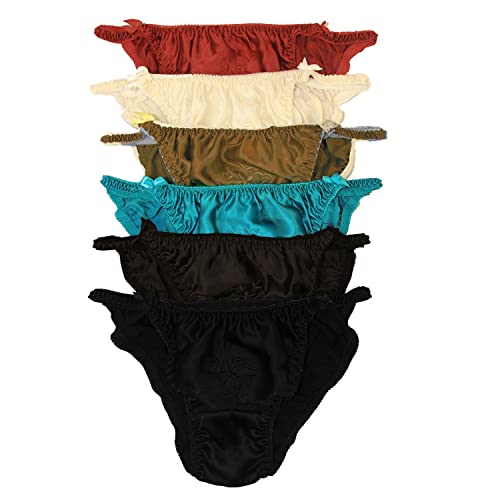 Paradise Silk Silk Damen String Bikini Panties W/Cotton Crotch Sparpack (6er Pack), a, L von Paradise Silk