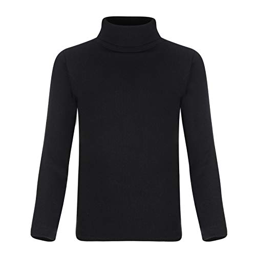 Paradise Kinder Jungen Mädchen Rollkragen Gerippter Pullover Top Rollkragen Gr. 14 Jahre, Schwarz von Paradise