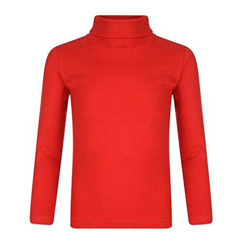 Paradise Kinder Jungen Mädchen Rollkragen Gerippter Pullover Top Rollkragen Gr. 6 Jahre, rot von Paradise