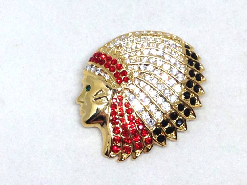 Anwesen Strass Rot Ief Schmuck Gold Ton Wunderschöne Brosche von ParadiseVintageJewel