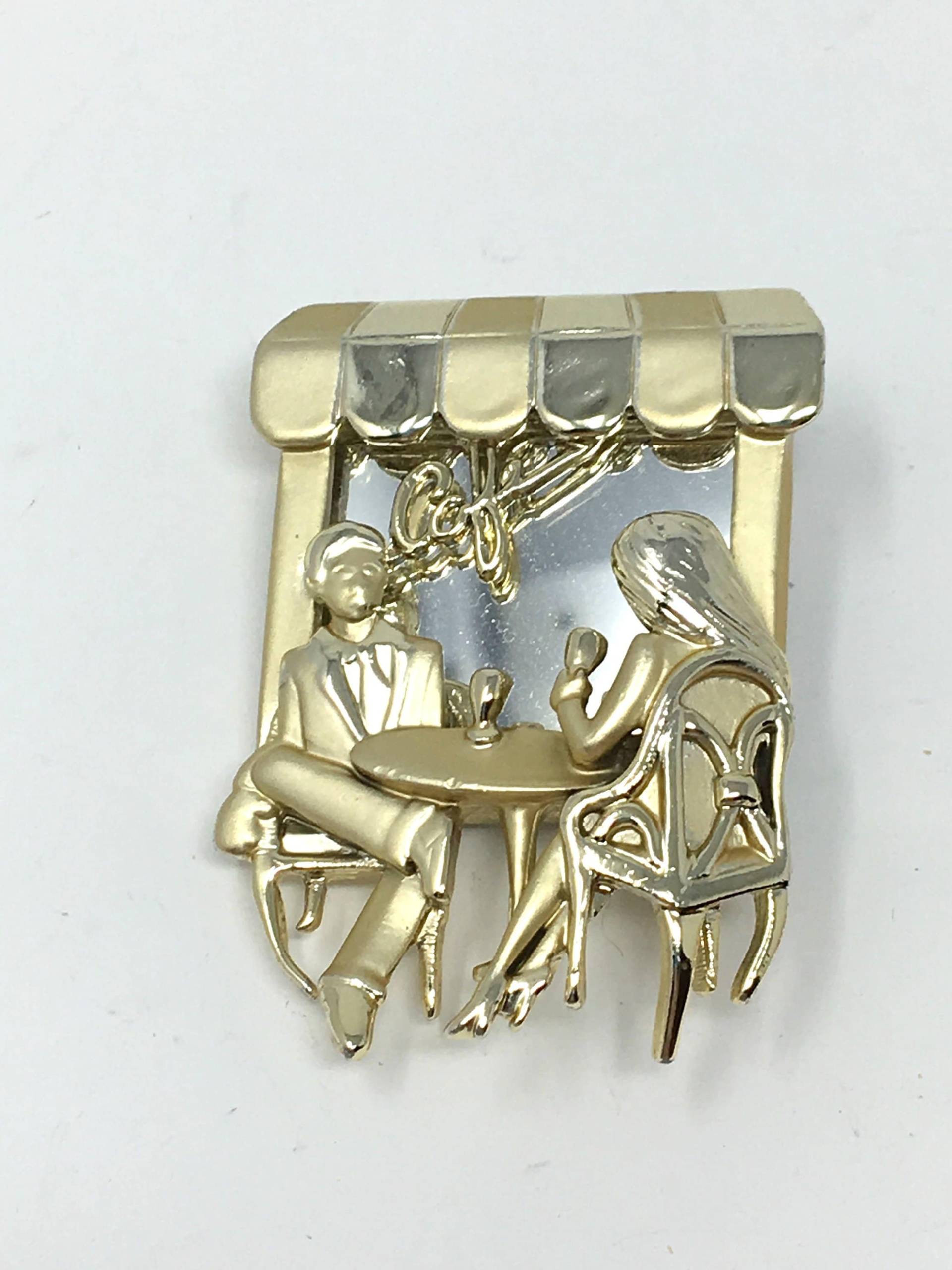Vintage Immobilienverkauf Signiert Ajc Cafe Gespiegelt Goldton Wunderschöne Brosche von ParadiseVintageJewel