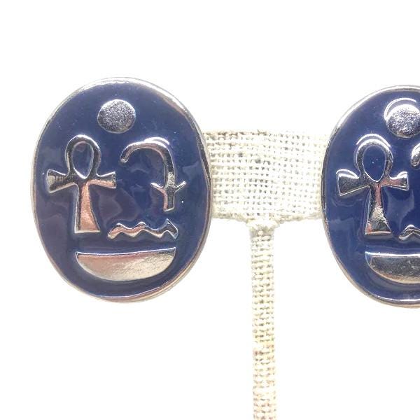 Vintage Schwarze Emaille Ureinwohner Symbole Ohrclips von ParadiseVintageJewel