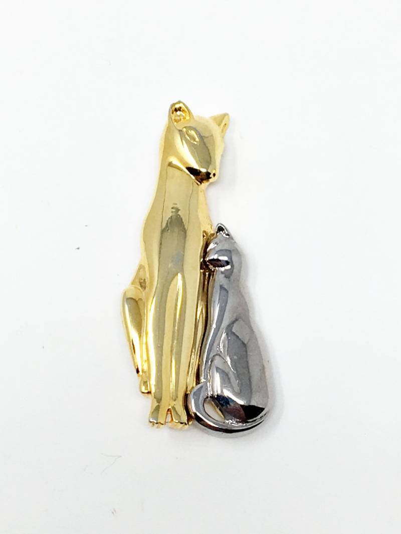 Vintage Wunderschöne Zwei Katzen Gold Und Silber Ton Brosche von ParadiseVintageJewel