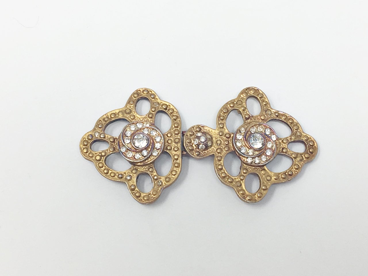 Vintage Zustand Strass Gold Ton Emaille Gürtelschnalle von ParadiseVintageJewel