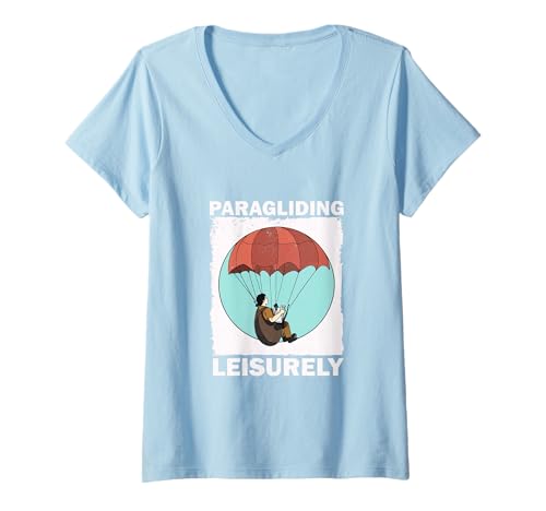 Damen Gleitschirm Gleitschirmfliegen gemächlich T-Shirt mit V-Ausschnitt Damen Gleitschirm Gleitschirmfliegen gemächlich T-Shirt mit V-Ausschnitt von Paragliding Designs