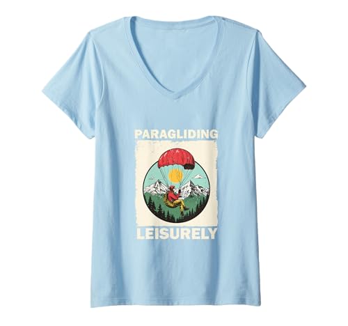 Damen Gleitschirm Gleitschirmfliegen gemächlich T-Shirt mit V-Ausschnitt Damen Gleitschirm Gleitschirmfliegen gemächlich T-Shirt mit V-Ausschnitt von Paragliding Designs