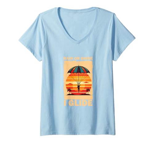 Damen Gleitschirm Gleitschirmfliegen gemächlich T-Shirt mit V-Ausschnitt Damen Gleitschirm Gleitschirmfliegen gemächlich T-Shirt mit V-Ausschnitt von Paragliding Designs