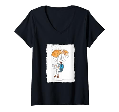 Damen Gleitschirm Gleitschirmfliegen gemächlich T-Shirt mit V-Ausschnitt Damen Gleitschirm Gleitschirmfliegen gemächlich T-Shirt mit V-Ausschnitt von Paragliding Designs