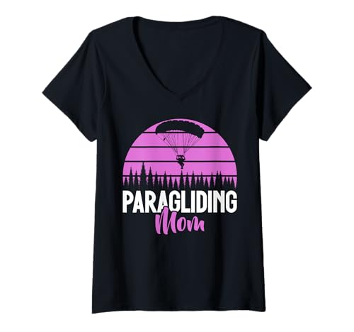 Damen Gleitschirmfliegen Mama T-Shirt mit V-Ausschnitt Damen Gleitschirmfliegen Mama T-Shirt mit V-Ausschnitt von Paragliding Gifts & Paraglider Gifts