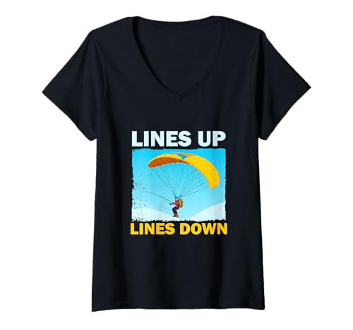 Damen Lustiges Gleitschirm-Fischen T-Shirt mit V-Ausschnitt Damen Lustiges Gleitschirm-Fischen T-Shirt mit V-Ausschnitt von Paragliding & Fishing