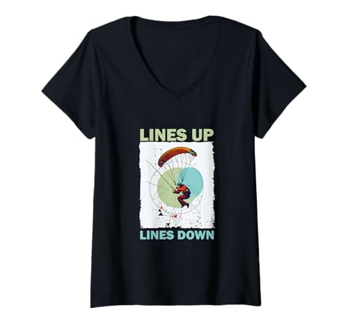 Damen Lustiges Gleitschirm-Fischen T-Shirt mit V-Ausschnitt Damen Lustiges Gleitschirm-Fischen T-Shirt mit V-Ausschnitt von Paragliding & Fishing