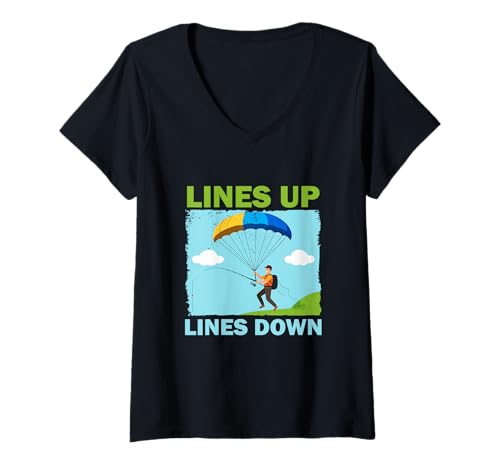 Damen Lustiges Gleitschirm-Fischen T-Shirt mit V-Ausschnitt Damen Lustiges Gleitschirm-Fischen T-Shirt mit V-Ausschnitt von Paragliding & Fishing
