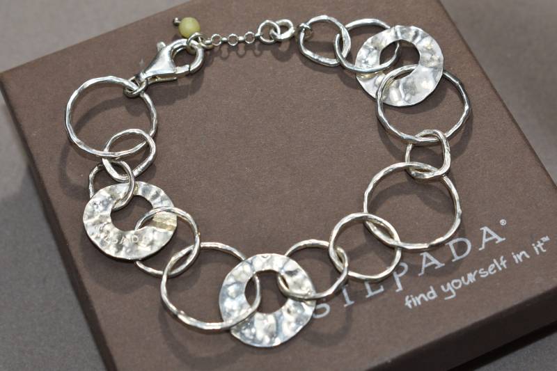 Silpada 925 Sterling Silber Papier Gliederketten-Armband Mit Jade-Akzent von ParagonSilverCo