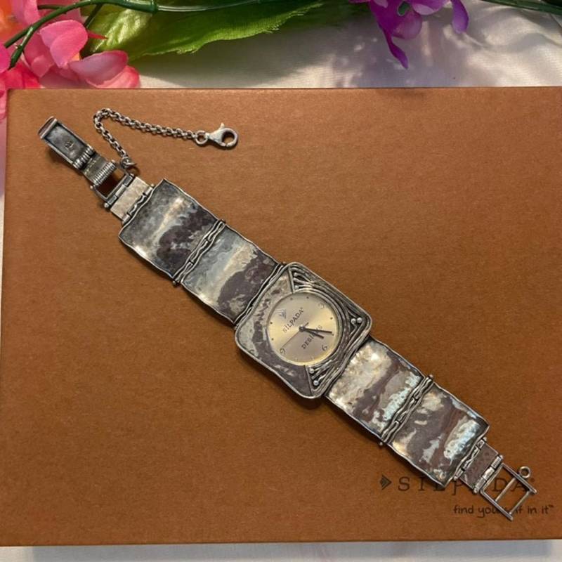 Silpada 925 Sterling Silber Uhr Square Panel Klapp Sicherheitsverschluss Arbeiten von ParagonSilverCo