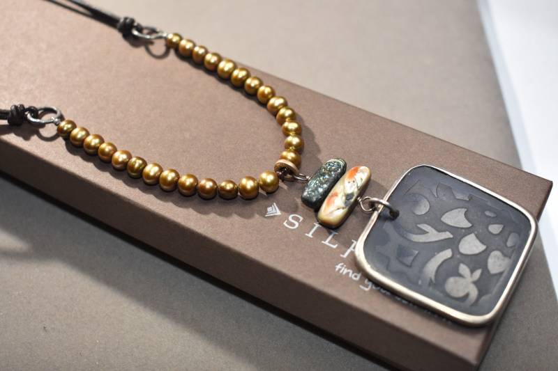 Silpada Bronze Perle Stift Shell Leder Halskette von ParagonSilverCo