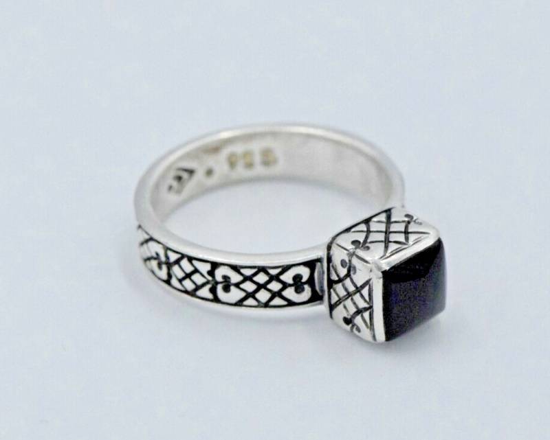 Silpada Größe 6 Sterling Schwarz Onyx Ring Geätzt Band Zurückgezogen von ParagonSilverCo