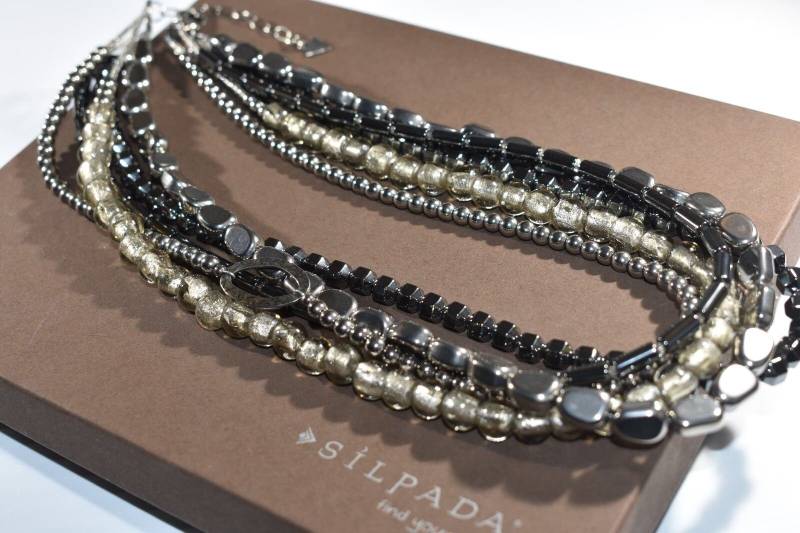Silpada Hämatit, Vereitelte Glasperle Und Sterling Silber Halskette Mulit Strand 925 von ParagonSilverCo
