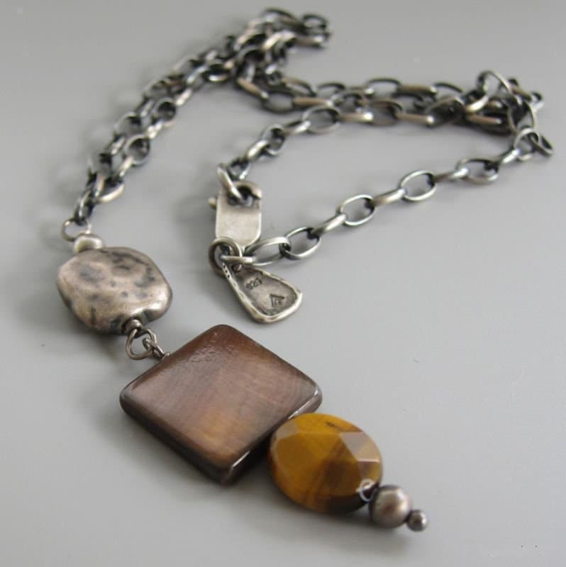 Silpada Halskette 925 Silber Perlmutt & Tigerauge von ParagonSilverCo