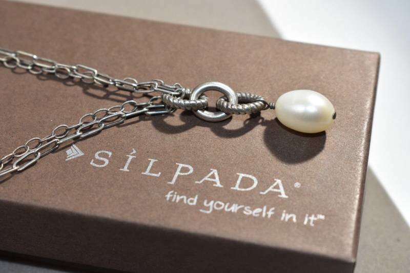 Silpada Halskette Sterling Silber Süßwasser Perle N1353 Toggle Zurückgezogen von ParagonSilverCo