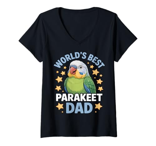 Damen World's Best Sittich Dad T-Shirt mit V-Ausschnitt Damen World's Best Sittich Dad T-Shirt mit V-Ausschnitt von Parakeet Lovers Collective
