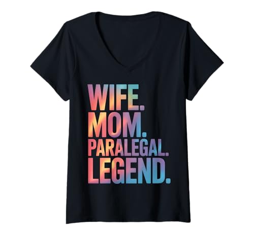 Damen Ehefrau Mama Paralegal Legend T-Shirt mit V-Ausschnitt Damen Ehefrau Mama Paralegal Legend T-Shirt mit V-Ausschnitt von Paralegal Pride Apparel
