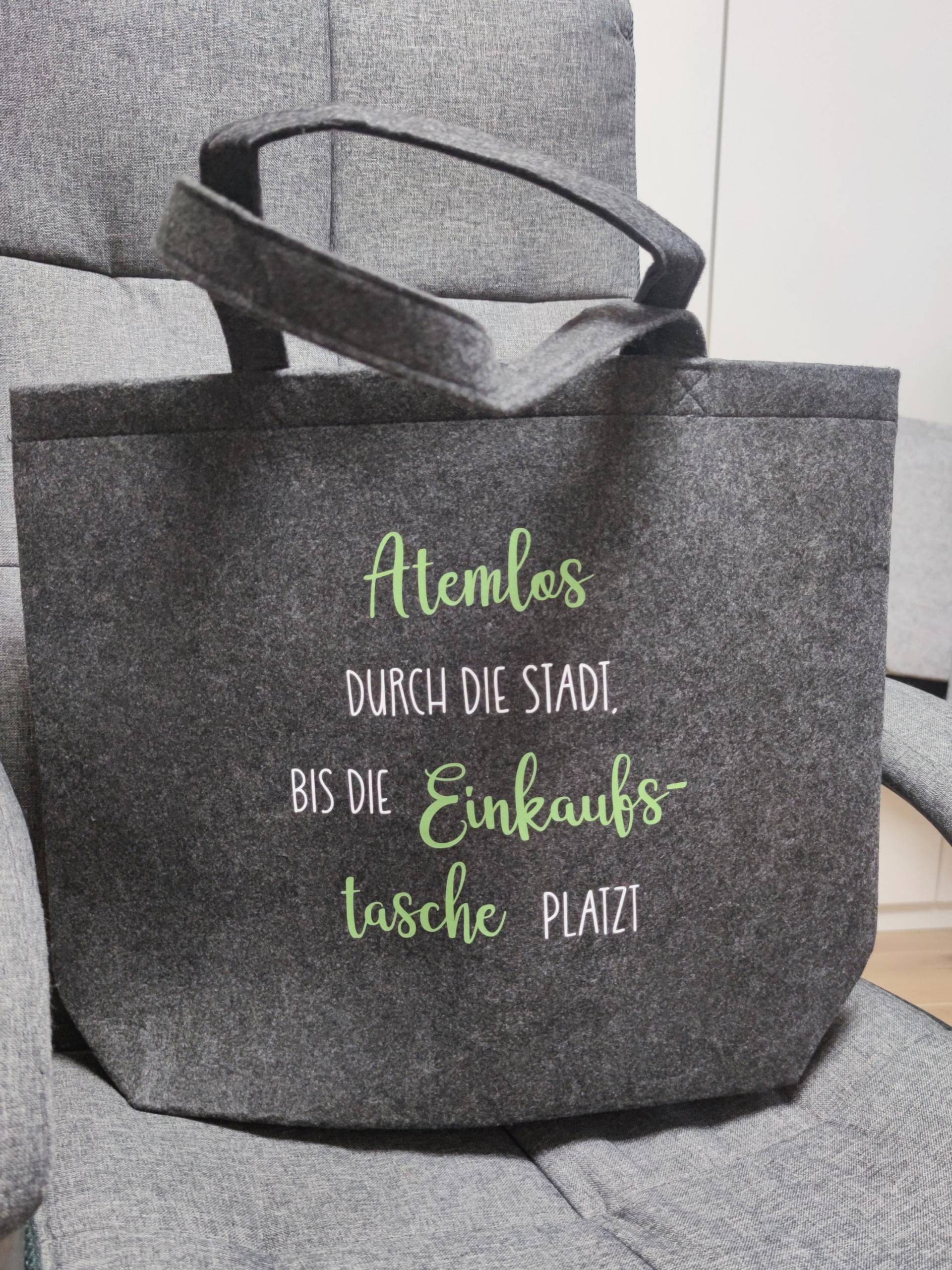 Große Filztasche | Shopping Tasche Mit Lustigem Spruch Filzshopper Anthrazit Einkaufstasche Zum Shoppen Damen Handtasche von ParamigoAccessoires