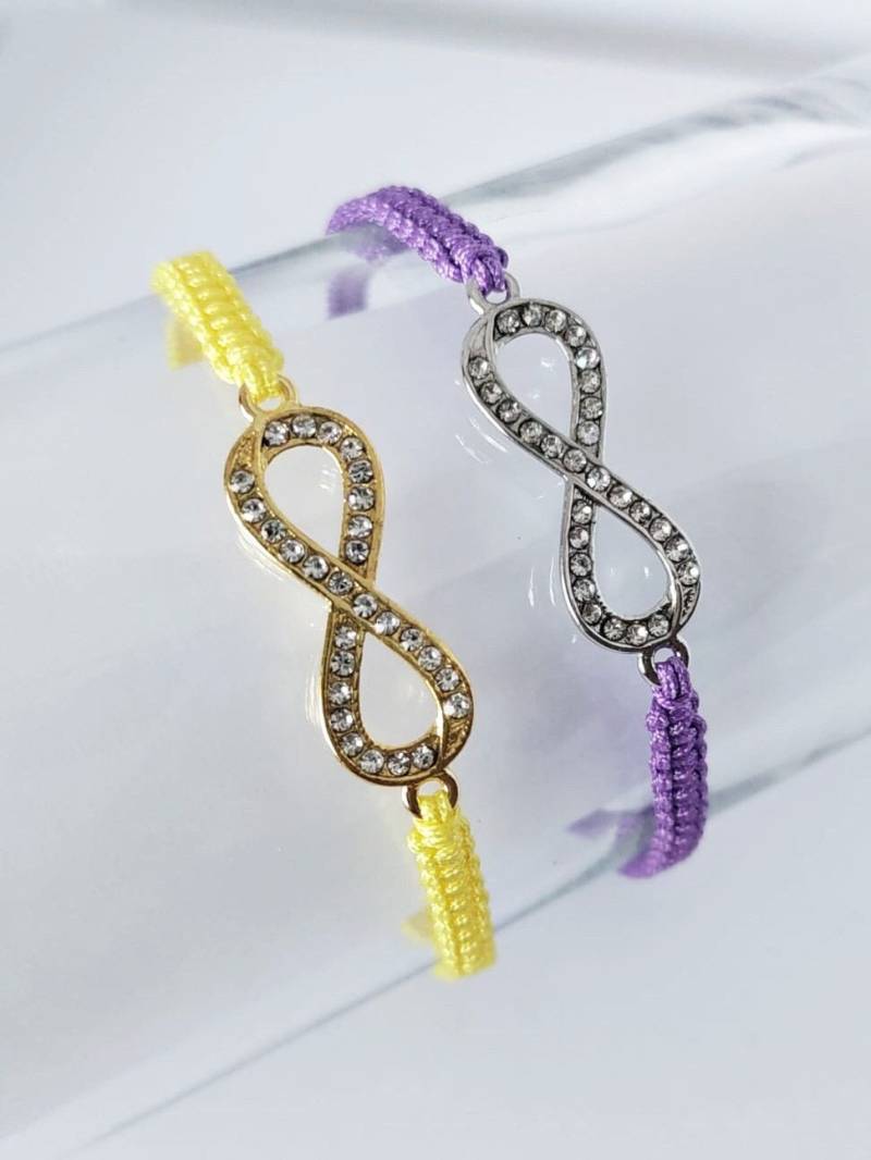 Armband Makramee Unendliche Liebe | Infinity Silber Gold Mit Strass Steinchen Glitzerarmband Für Freundin Jahrestag Armband Makramee Unendliche Liebe | Infinity Silber Gold Mit Strass Steinchen Glitzerarmband Für Freundin Jahrestag von ParamigoAccessoires