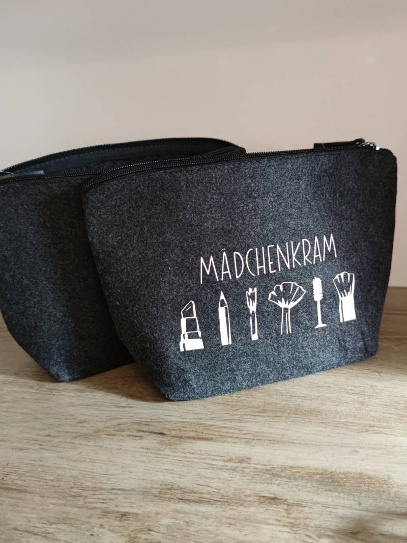 Kosmetiktasche Anthrazit Filz Mädchenkram | Reisetasche Für Badezimmer Utensilien Schminktasche Mädchen Rosa von ParamigoAccessoires